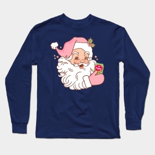 Pink retro Santa  drinking a soda Long Sleeve T-Shirt